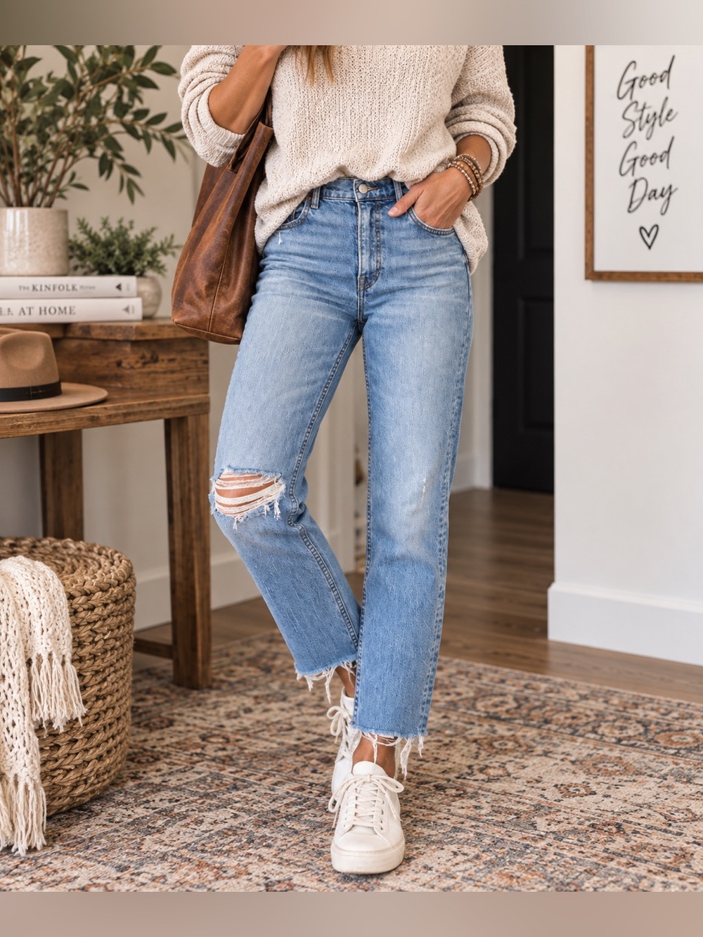 GRLFRND Kendall High Rise Distressed Jeans Amelia Raw Hem Size 26